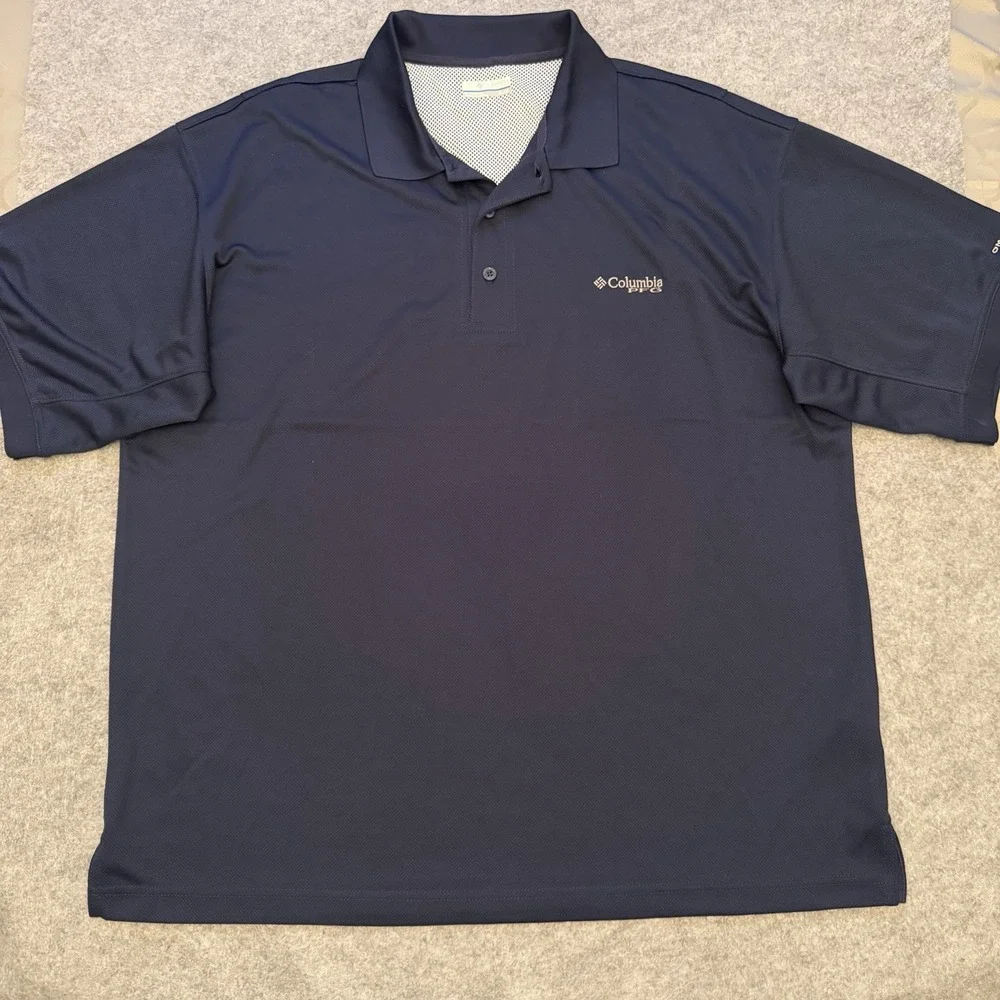 Columbia PFG Men's Polo Shirt Omni-Shade Fishing Golf Top Vented UV Pro Navy XL
